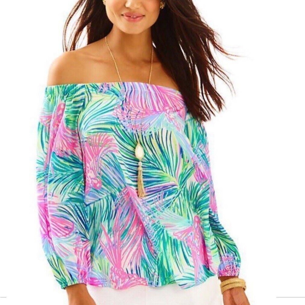 Lilly Pulitzer Adira Scarlet Macaw silk top
